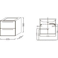 Тумба под раковину Jacob Delafon Struktura EB1276-N18 57 подвесная Белая — фото 4, Тумбы под раковину