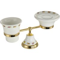 Стакан для зубных щеток с мыльницей Migliore Provance 17712 Золото Белый — фото 1, Стаканы для зубных щеток