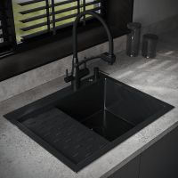 Кухонная мойка Ростовская Мануфактура Сантехники 63 MRK-6350BL-R Темный графит — фото 2, Кухонные мойки