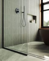 Душевая перегородка Maybah Glass MGD-701-6у 690x1950 в узком профиле Черный стекло прозрачное — фото 6, Душевые перегородки