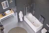 Шторка на ванну Excellent Fliper 120 L KAAX.1309.1200.LE профиль Хром стекло прозрачное — фото 3, Неподвижные шторки для ванной