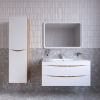 Тумба с раковиной Iddis Cloud 100 CLO10Y0i95K подвесная Белая матовая Дуб золотистый — фото 6, Тумбы с раковиной