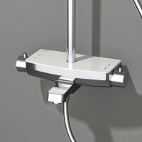 Товар: Душевая система Teska Mira DK3601C с термостатом Хром Белое стекло - фото 2 Душевая система Teska Mira DK3601C с термостатом Хром Белое стекло — фото 2, Душевые стойки