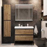 Зеркальный шкаф STWORKI Кронборг 90 1A262202KB820 Черный Серый — фото 3, Зеркальные шкафы в ванную