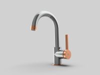 Смеситель для раковины GPD Gildo MTL165-K-R Хром Розовое золото — фото 2, Смесители