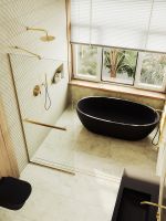 Душевая перегородка Maybah Glass MGD-732-3у 890x1950 в узком профиле Золото стекло прозрачное — фото 5, Душевые перегородки