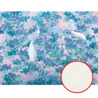 Фреска Ortograf Aurora 34122 Фактура флок FLK Флизелин (4*3) Синий/Розовый, Листья/Цветы/Птицы — фото 1, Фрески