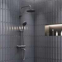 Душевая система Damixa Jupiter 977810300 с термостатом Черная матовая — фото 2, Душевое оборудование. Душевая программа