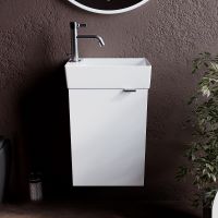 Товар: Тумба под раковину Sancos Mini 37 L MN35WL подвесная Белый глянец - фото 2 Тумба под раковину Sancos Mini 37 L MN35WL подвесная Белый глянец — фото 2, Мебель для ванной