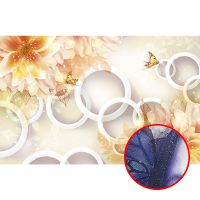 Фреска Ortograf 3D 6652 Фактура бархат серебро FX-S Флизелин (3,3*2,1) Оранжевый/Белый, Цветы/Абстракция — фото 1, Фрески