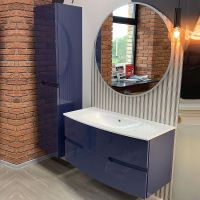 Шкаф пенал Jacob Delafon Nona 30 L EB1892LRU-G98 подвесной Темно-синий — фото 4, Пеналы для ванной комнаты