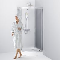 Душевой уголок AM.PM Gem W90G-401-090WT Профиль матовый хром, стекло прозрачное — фото 5, Душевые уголки