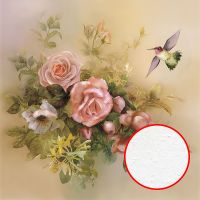 Фреска Ortograf Цветы 30990 Фактура бархат FX Флизелин (2,7*2,7) Зеленый/Розовый, Цветы/Птицы — фото 1, Фрески