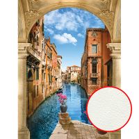 Фреска Ortograf Городской пейзаж 3736 Фактура флок FLK Флизелин (2*2,7) Бежевый/Голубой, Город/Пейзаж — фото 1, Фрески