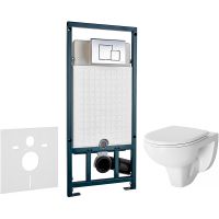 Комплект унитаза Damixa Jupiter DX77C1738SC с сиденьем Микролифт и инсталляцией WeltWasser WW Marberg 507 10000005949+10000005953 с клавишей смыва Хром глянцевый — фото 1, Комплекты унитаз + инсталляция