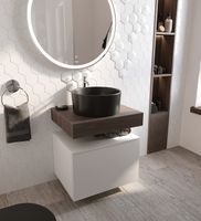 Тумба с раковиной STWORKI Ольборг 60 481123 подвесная Белая матовая Дуб карпентер — фото 13, Мебель для ванной