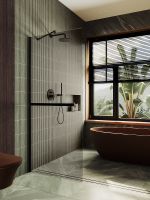 Товар: Душевая перегородка Maybah Glass MGD-721-6ш 690x1950 в широком профиле Черный стекло бронзовое - фото 2 Душевая перегородка Maybah Glass MGD-721-6ш 690x1950 в широком профиле Черный стекло бронзовое — фото 2, Душевые перегородки