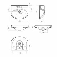Раковина Sanita Самарская WB.PD/Samarsky/57-C/WHT.G/S1 Белая — фото 6, Раковины подвесные
