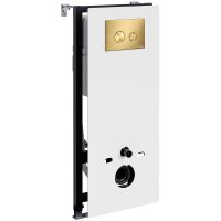 Инсталляция WasserKRAFT Abens 20TLT.010.ME.WH.MG01 для унитаза Белое стекло с клавишей смыва Золото матовое — фото 1, Инсталляции