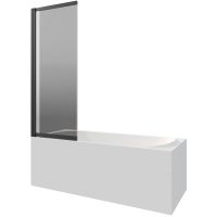 Шторка на ванну Berges River S Slider Black 98х145 065018 профиль Черный матовый стекло тонированное — фото 2, Неподвижные шторки для ванной