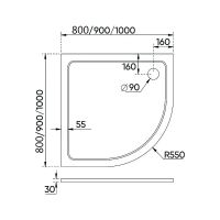 Душевой поддон из искусственного камня Veconi Tezeo TZ-10 80x80 TZ10-80PL-01-19C3 Белый глянец — фото 3, Душевые поддоны из искусственного камня