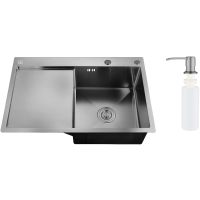 Товар: Кухонная мойка Ростовская Мануфактура Сантехники 78 MRK-7851BL-R Темный графит - фото 4 Кухонная мойка Ростовская Мануфактура Сантехники 78 MRK-7851BL-R Темный графит — фото 4, Кухонные мойки