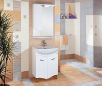 Зеркало со шкафом Onika Лайн 58.01 L 205819 с подсветкой Белое — фото 2, Зеркальные шкафы в ванную