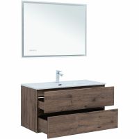 Тумба под раковину Aquanet Алвита New 100 334188 подвесная Дуб веллингтон табак — фото 9, Тумбы под раковину