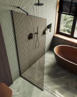 Душевая перегородка Maybah Glass MGD-702-6у 690x1950 в узком профиле Черный стекло бронзовое — фото 3, Душевые перегородки