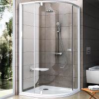 Душевой уголок Ravak Pivot PSKK3 90x90 37677101Z1 профиль Белый стекло Transparent — фото 1, Душевые уголки четверть круга