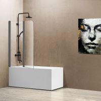 Шторка на ванну Vincea 114x140 VSB-12114CLGM профиль Вороненая сталь стекло прозрачное — фото 2, Неподвижные шторки для ванной