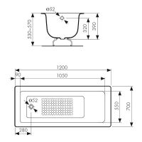 Товар: Чугунная ванна Kaiser 120х70 КВ-1601 с антискользящим покрытием - фото 3 Чугунная ванна Kaiser 120х70 КВ-1601 с антискользящим покрытием — фото 3, Ванны