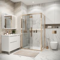 Душевой уголок Grossman Cosmo 100х90 120.K33.02.1090.32.00 профиль Золото сатин стекло прозрачное — фото 3, Прямоугольные душевые уголки