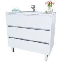 Товар: Тумба с раковиной SanVit Кубэ-3 90 kkube3090w Белая глянцевая - фото 4 Тумба с раковиной SanVit Кубэ-3 90 kkube3090w Белая глянцевая — фото 4, Мебель для ванной