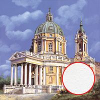 Фреска Ortograf Городской пейзаж живопись 11618 Фактура бархат FX Флизелин (2,7*2,7) Голубой/Бежевый, Архитектура/Живопись — фото 1, Фрески