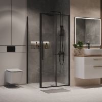 Душевой уголок Niagara Nova 90х80 NG-84-9AB-A80B-34 профиль Черный матовый стекло прозрачное — фото 1, Прямоугольные душевые уголки