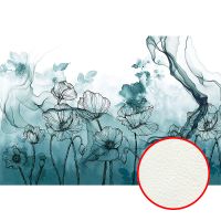 Фреска Ortograf Grafika Natura 31527 Фактура флок FLK Флизелин (4*2,7) Бирюзовый, Цветы/Абстракция — фото 1, Фрески