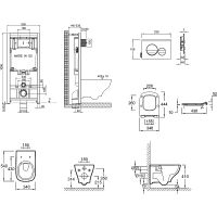 Комплект унитаза с инсталляцией Jacob Delafon Struktura E21750RU-00 с сиденьем Микролифт и клавишей смыва Черная — фото 16, Комплекты унитаз + инсталляция
