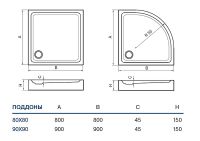Акриловый поддон для душа Koller Pool Round 80X80 ROUND80R Белый — фото 3, Душевые поддоны