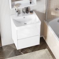 Тумба под раковину Aquaton Сканди 55 1A251701SD010 подвесная Белая — фото 1, Тумбы под раковину