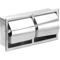 Держатель туалетной бумаги Nofer 05206.B с крышкой двойной Глянцевая нержавеющая сталь — фото 1, Держатели туалетной бумаги