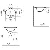 Раковина Vitra Arkitekt 59 6069B003-0012 Белая — фото 5, Раковины встраиваемые снизу