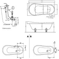 Акриловая ванна Kerasan Retro 170x77 105593 Белый Бронза — фото 3, Ванны