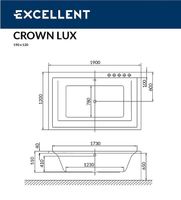 Акриловая ванна Excellent Crown Lux 190x120 WAEX.CRO19.SMART.CR с гидромассажем — фото 8, Ванны