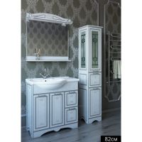 Зеркало Sanflor Адель 82 Н0000001072 Белое Патина серебро — фото 1, Зеркала в ванную комнату