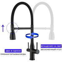 Смеситель для кухни Gappo G4399-76 Черный матовый — фото 2, Смесители для кухни