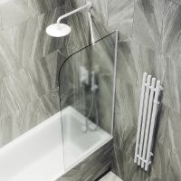 Товар: Шторка на ванну Maybah Glass MGV-130-1у 340x1400 в узком профиле Белый стекло сатиновое - фото 4 Шторка на ванну Maybah Glass MGV-130-1у 340x1400 в узком профиле Белый стекло сатиновое — фото 4, Неподвижные шторки для ванной