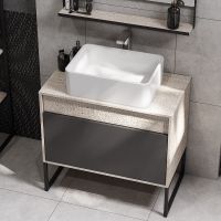 Тумба под раковину Aquaton Лофт Урбан 80 1A247601LQX60 подвесная Cерый графит Дуб орегон — фото 15, Мебель для ванной