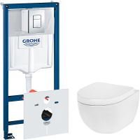 Комплект унитаза AM.PM Awe C111738SC с инсталляцией Grohe Rapid SL 38775001 с сиденьем Микролифт и клавишей смыва Хром — фото 1, Комплекты унитаз + инсталляция