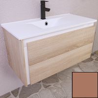 Тумба с раковиной SanVit Линк 90 klink090 в цвете Ral подвесная Капучино — фото 1, Тумбы с раковиной